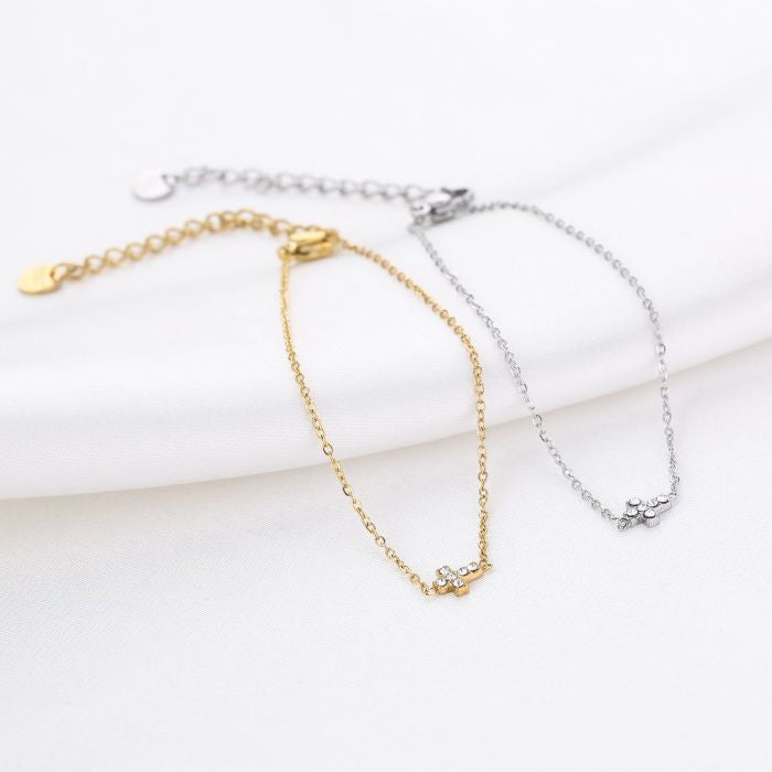 Strass kruisje armband