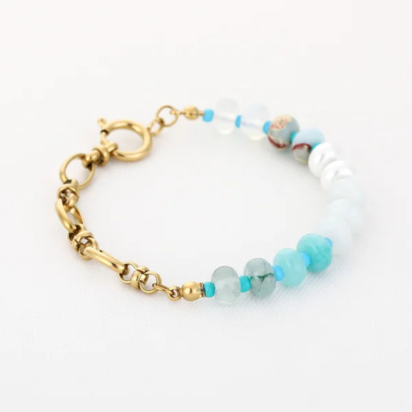 Schakel armband met natuursteen