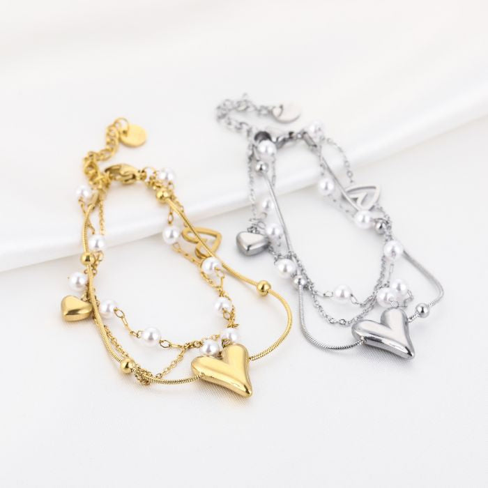 Hartjes en parels armband
