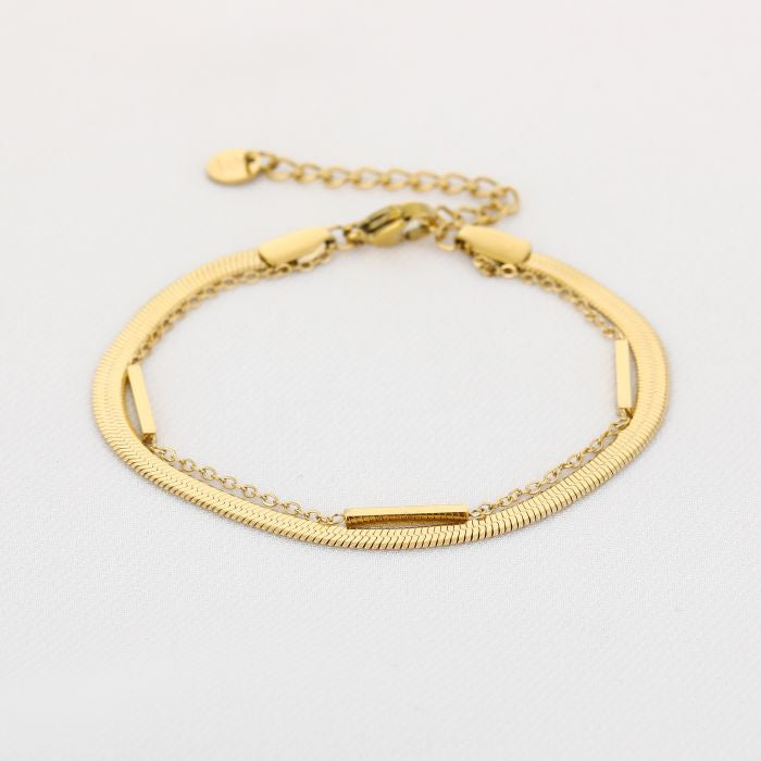 Snake en bars dubbele armband